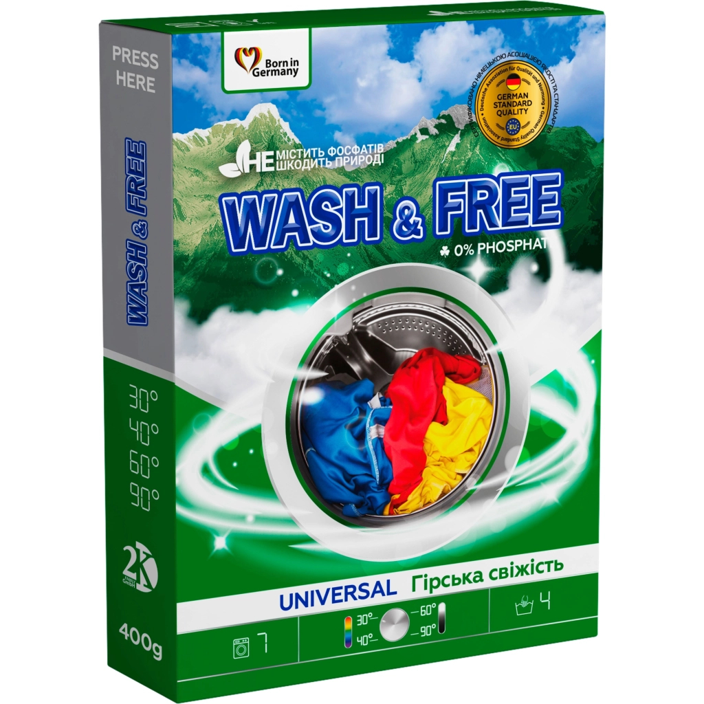 Пральний порошок Wash&Free Universal Гірська свіжість 400 г (4262396141897) Пральний порошок Wash&Free Universal Гірська свіжість 400 г (4262396141897)