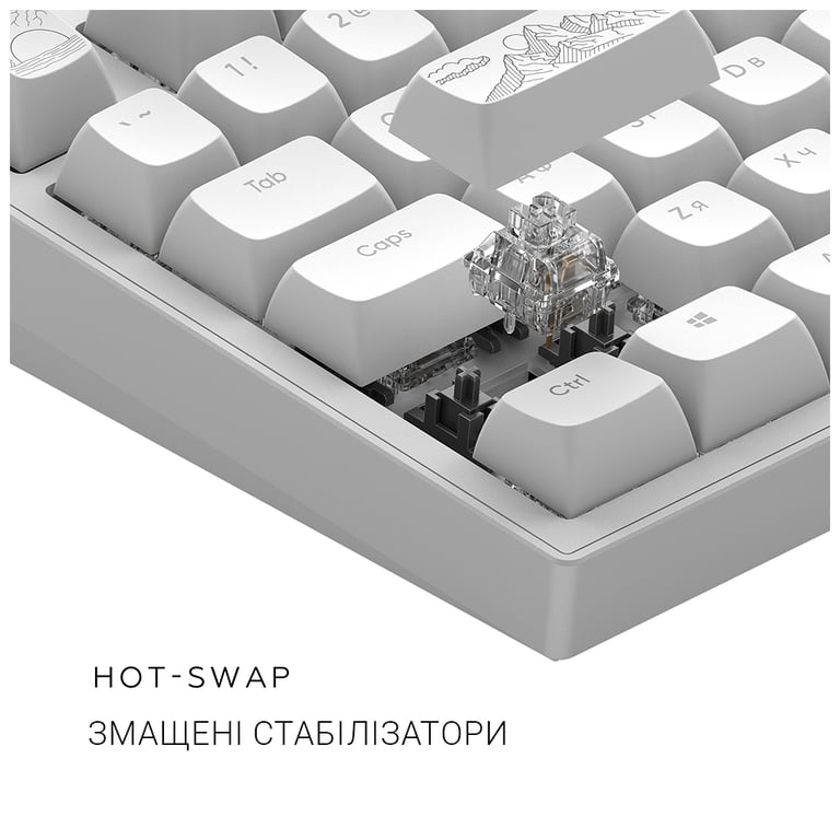 Клавіатура Dark Project ALU81 Terra Nostra PBT RGB Mech G3MS Moonstone White (DPKB_NOSTRA_81_ANSI_WHITE_UA) - фото 8