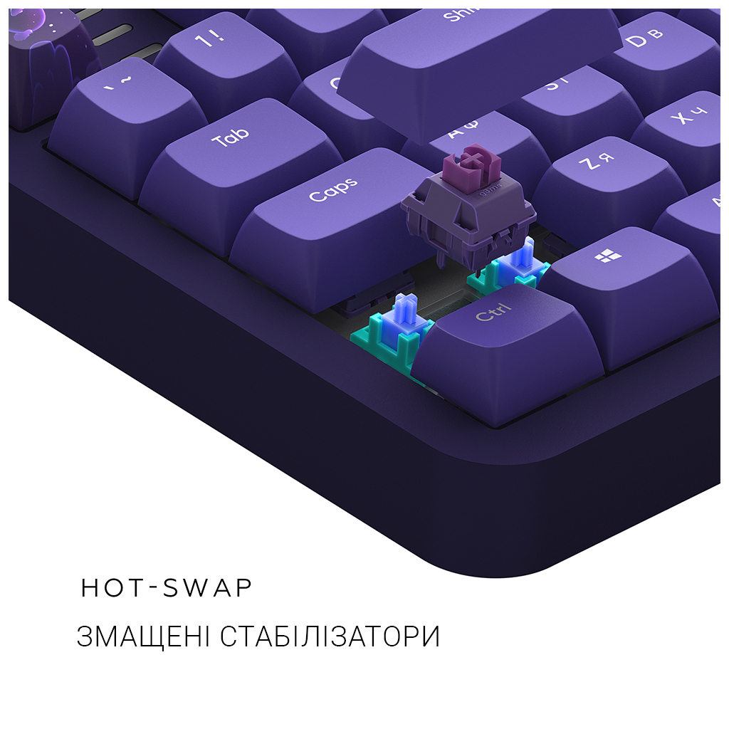Клавіатура Dark Project ALU87 Celestial ABS RGB Mech G3MS Voidstone Violet (DPKB_CELESTIAL_87_ANSI_UA) - фото 8 Клавіатура Dark Project ALU87 Celestial ABS RGB Mech G3MS Voidstone Violet (DPKB_CELESTIAL_87_ANSI_UA) - фото 8