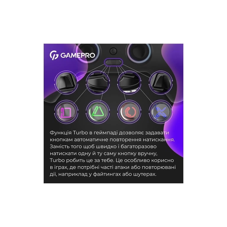 Геймпад GamePro GPS13B BT 5.3/USB/PC/iOS/Android/PS3/PS4 RGB Black (GPS13B) - фото 11