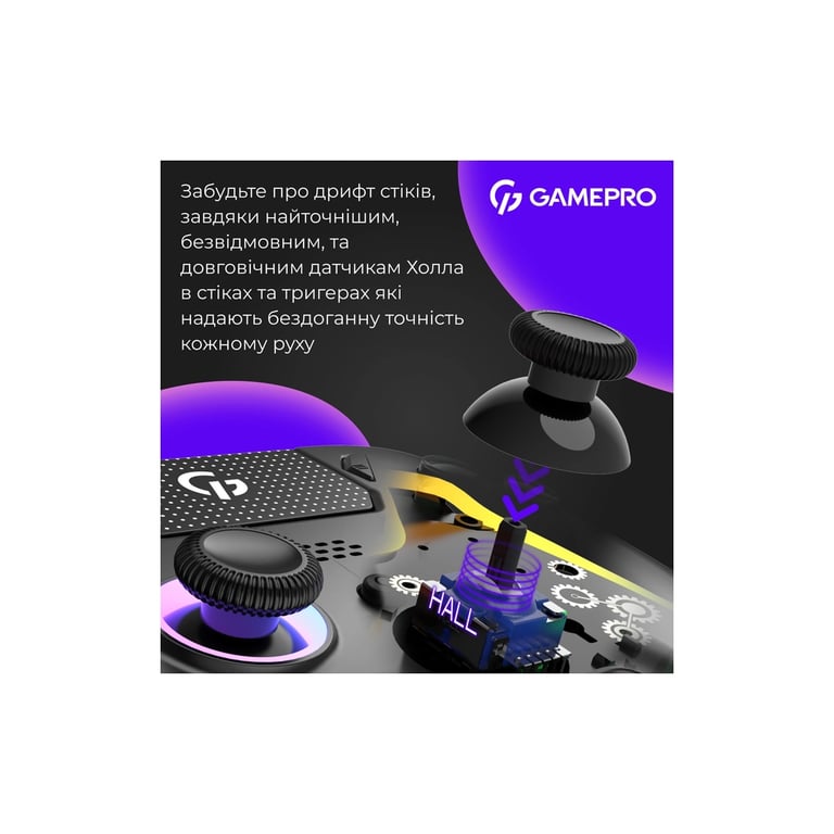 Геймпад GamePro GPS13B BT 5.3/USB/PC/iOS/Android/PS3/PS4 RGB Black (GPS13B) - фото 5