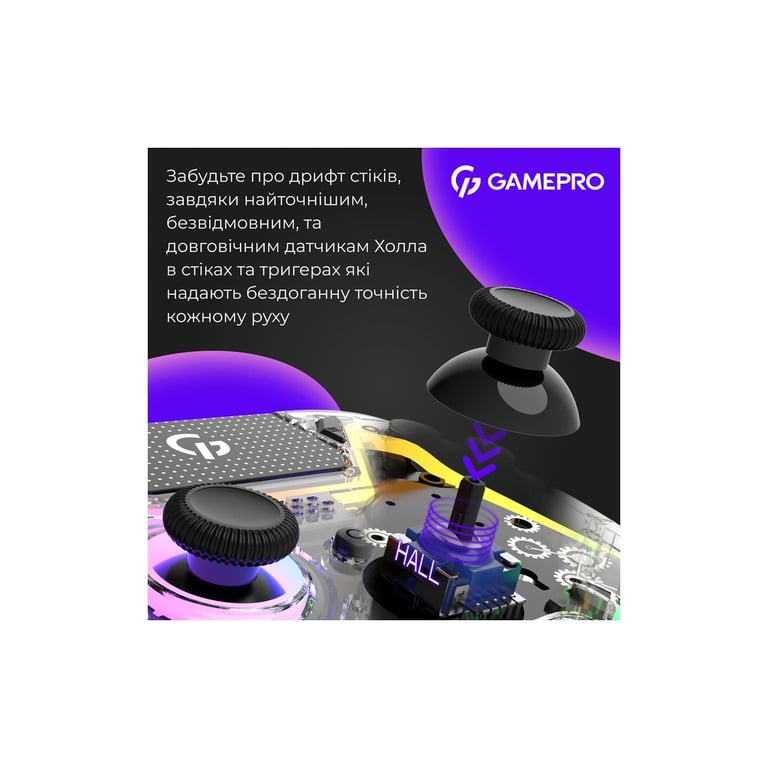 Геймпад GamePro GPS13T BT 5.3/USB/PC/iOS/Android/PS3/PS4 RGB Transparent (GPS13T) - фото 5
