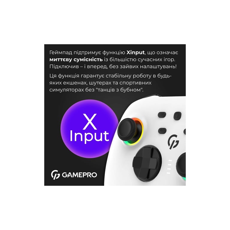 Геймпад GamePro GPX13W 2.4G/BT 5.1/USB/PC/iOS/Android RGB White (GPX13W) - фото 12