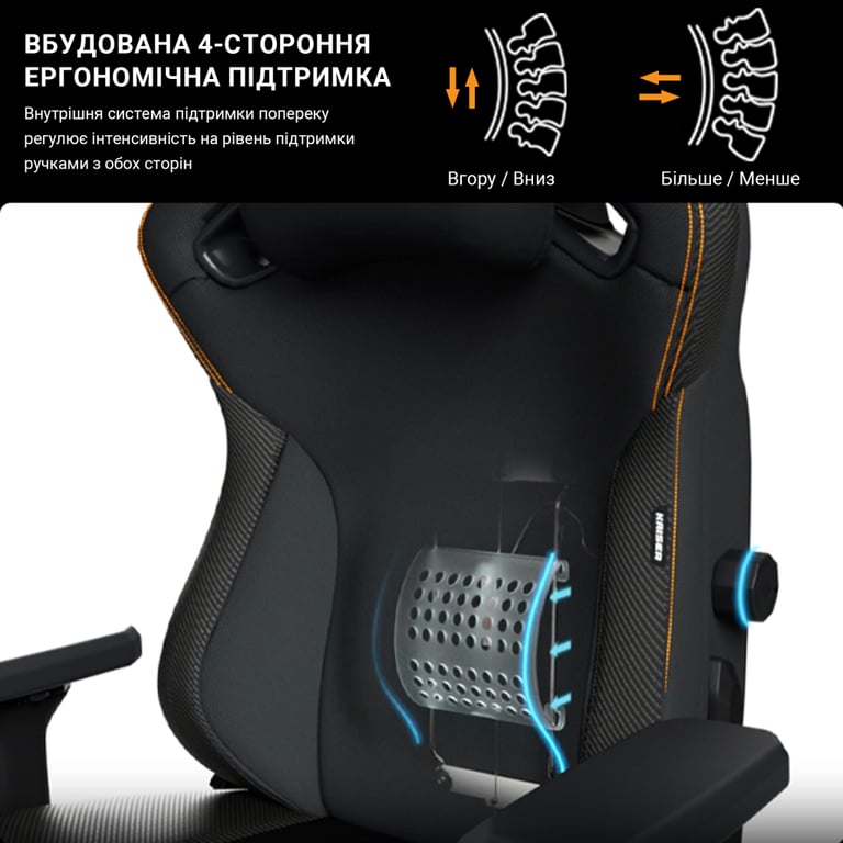 Крісло ігрове Anda Seat Kaiser 3 Fabric Size XL Dark Gray (AD12YDC-XL-01-GB-CF) - фото 5