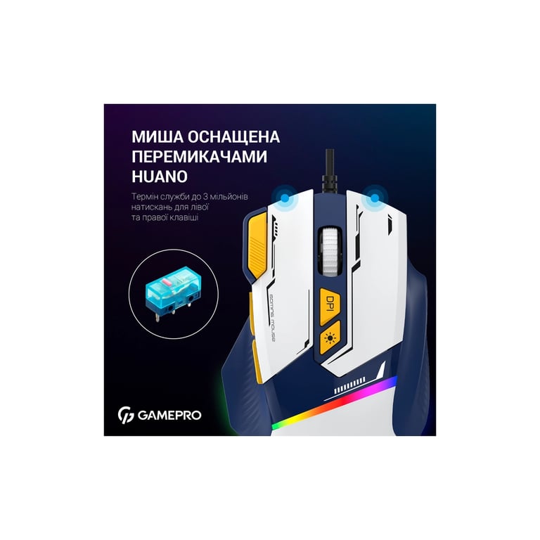 Мишка GamePro GM300BL USB Blue/White (GM300BL) - фото 12