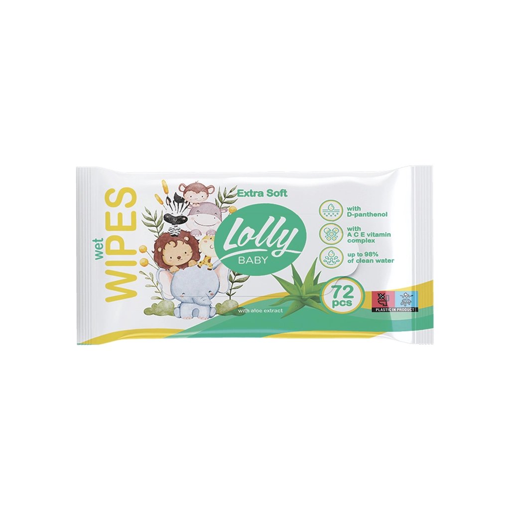 Дитячі вологі серветки Lolly Extra Soft 72 шт (4820174981211) - фото 1 Дитячі вологі серветки Lolly Extra Soft 72 шт (4820174981211) - фото 1