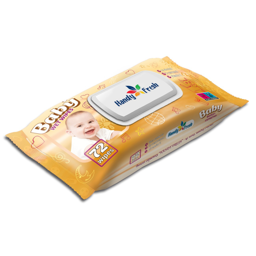 Дитячі вологі серветки Handy Fresh яблуко, клапан, 72 шт (4820237500205) Дитячі вологі серветки Handy Fresh яблуко, клапан, 72 шт (4820237500205)