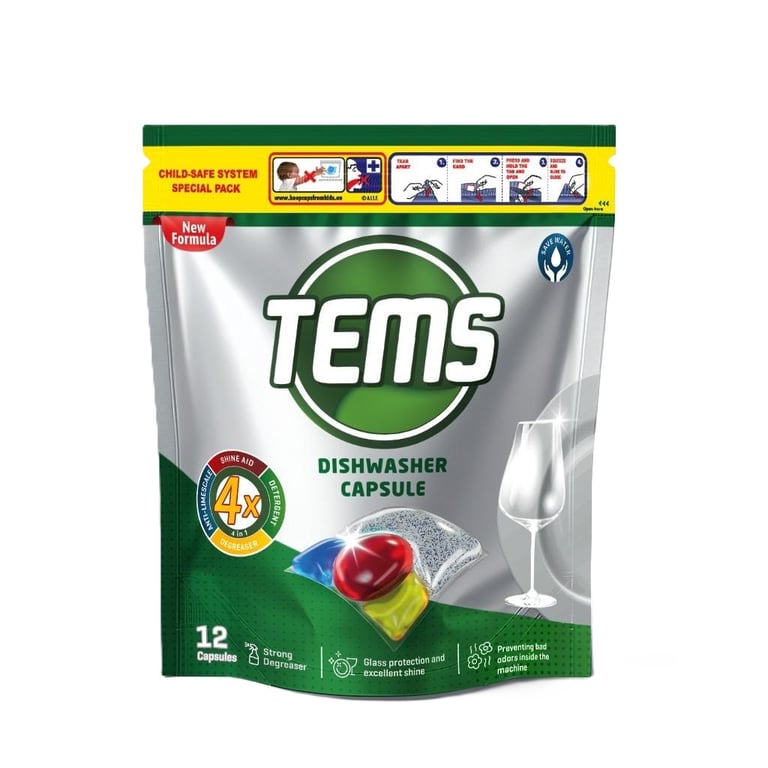 Таблетки для посудомийних машин Tems 4 в 1 12 шт. (8697916021148) - фото 1