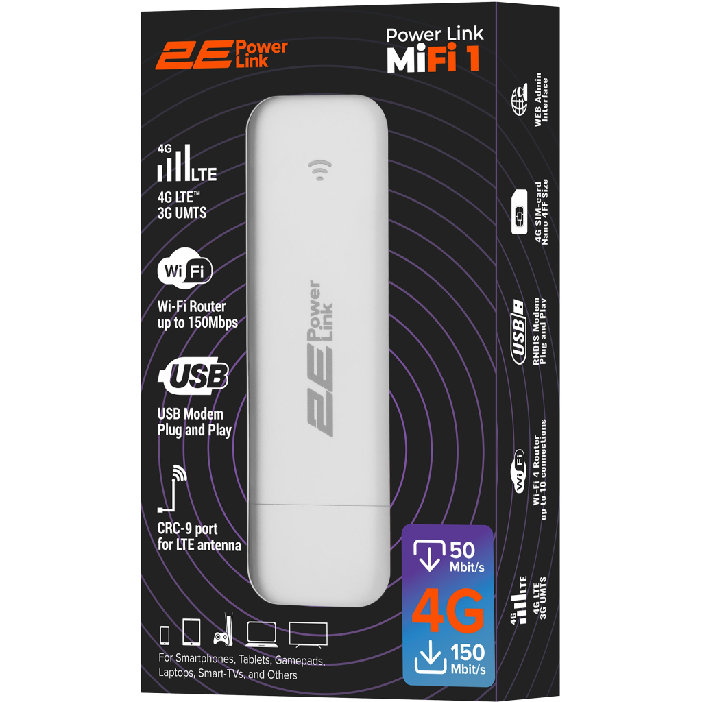 Мобільний Wi-Fi роутер 2E PowerLink MiFi-1 2024 (694743655322) - фото 4 Мобільний Wi-Fi роутер 2E PowerLink MiFi-1 2024 (694743655322) - фото 4