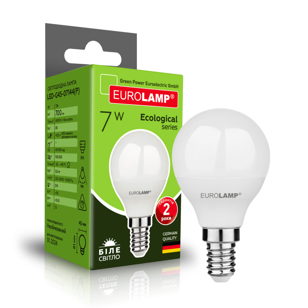 Лампочка Eurolamp LED ECO серия "P" G45 7W 700Lm E14 4000K (LED-G45-07144(P)) - фото 2 Лампочка Eurolamp LED ECO серия "P" G45 7W 700Lm E14 4000K (LED-G45-07144(P)) - фото 2