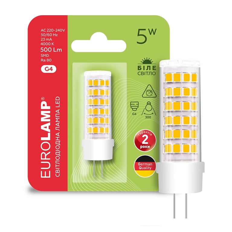 Лампочка Eurolamp Светодиодная капсульная лампа EUROLAMP LED силикон G4 5W 500Lm 400 (LED-G4-0540(220)) - фото 2