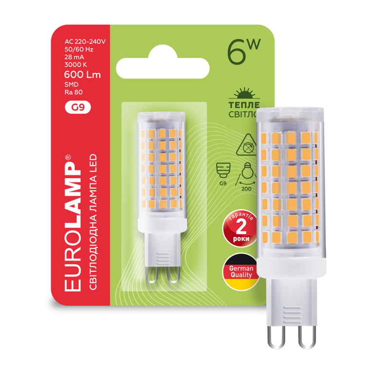Лампочка Eurolamp LED G9 6W 600Lm 3000K (LED-G9-0630(220)) - фото 2