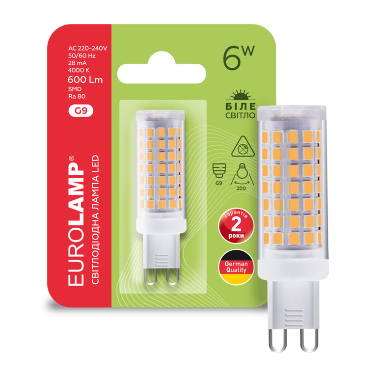 Лампочка Eurolamp LED G9 6W 600Lm 4000K (LED-G9-0640(220)) - фото 2