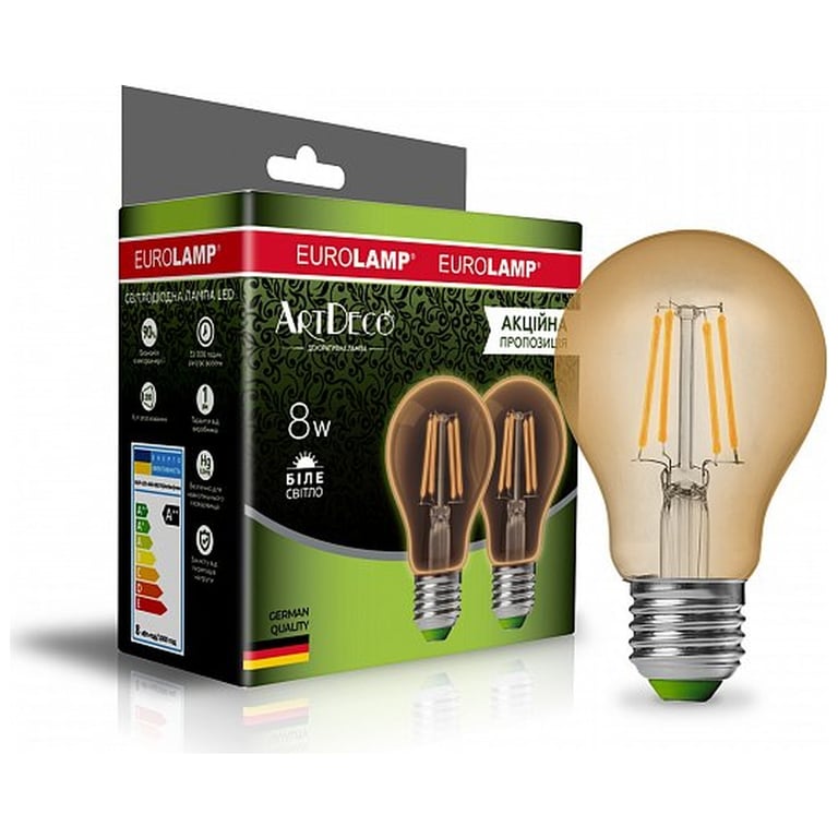 Лампочка Eurolamp LED А60 800 Lm E27 4000K 2шт (MLP-LED-A60-08274(Amber)new) - фото 2