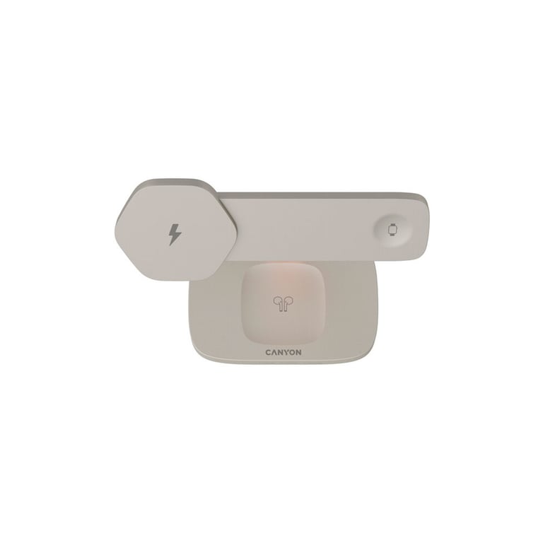 Зарядний пристрій Canyon wireless charger HEXAGON WCS-310 3in1 LightGrey/Orange (CNS-WCS310LGOR) - фото 3