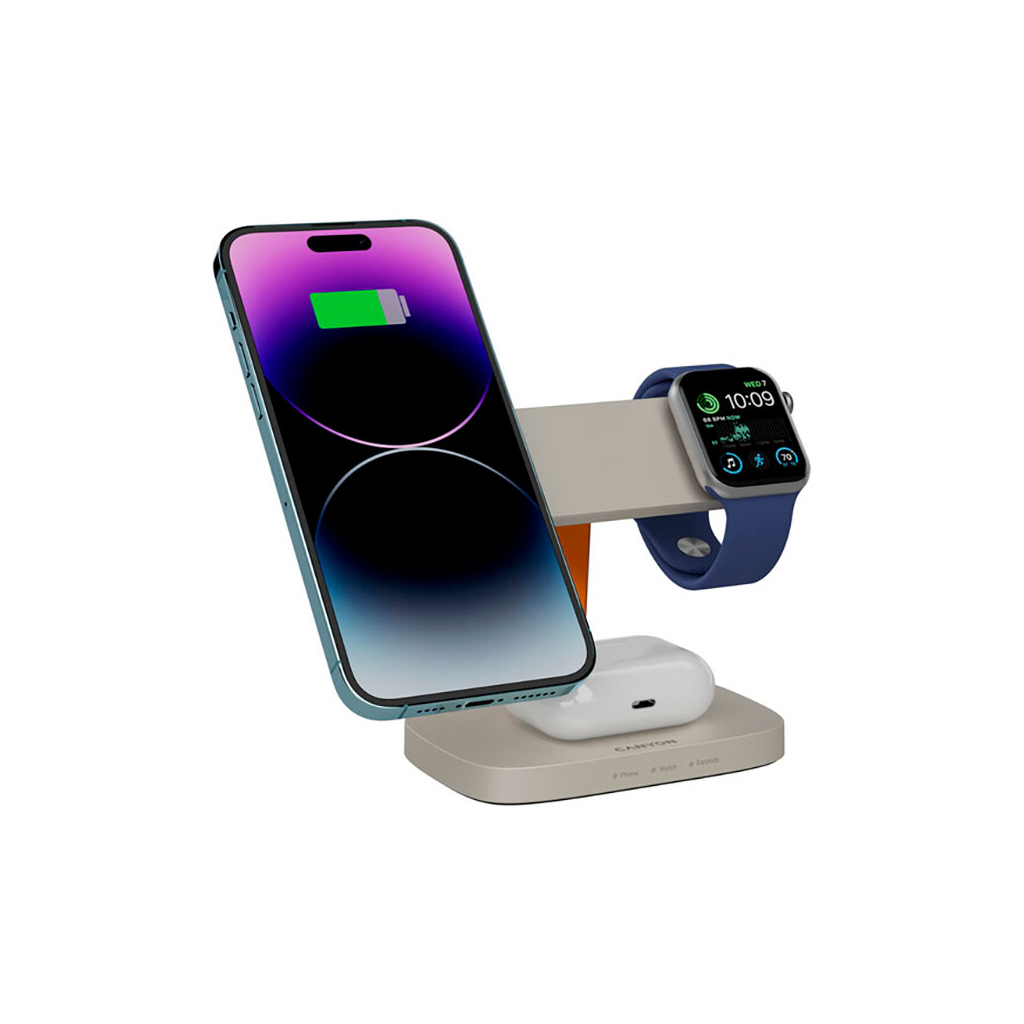 Зарядний пристрій Canyon wireless charger HEXAGON WCS-310 3in1 LightGrey/Orange (CNS-WCS310LGOR) - фото 5 Зарядний пристрій Canyon wireless charger HEXAGON WCS-310 3in1 LightGrey/Orange (CNS-WCS310LGOR) - фото 5
