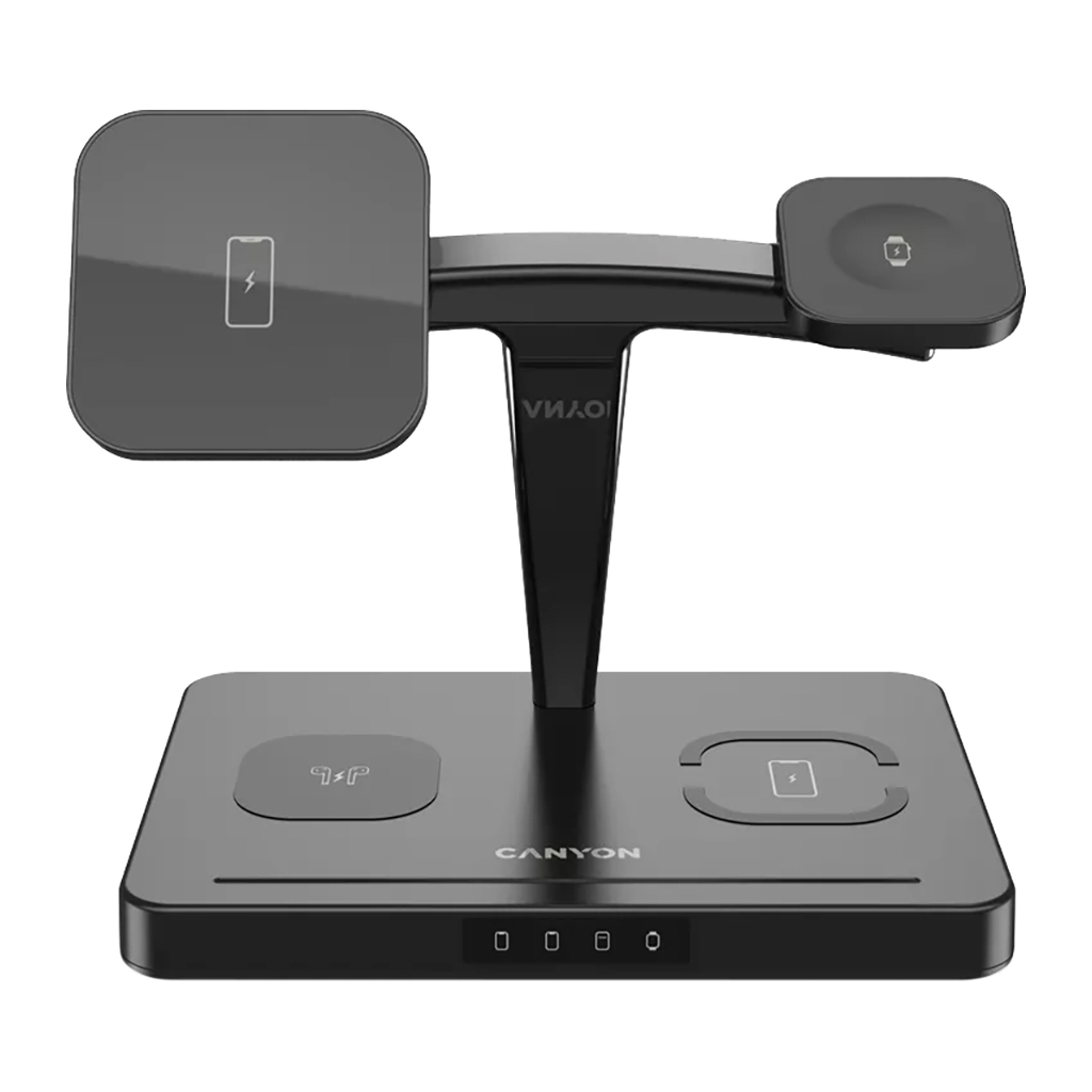 Зарядний пристрій Canyon wireless charger WS-404 15W 4in1 Black (CNS-WCS404) - фото 2 Зарядний пристрій Canyon wireless charger WS-404 15W 4in1 Black (CNS-WCS404) - фото 2
