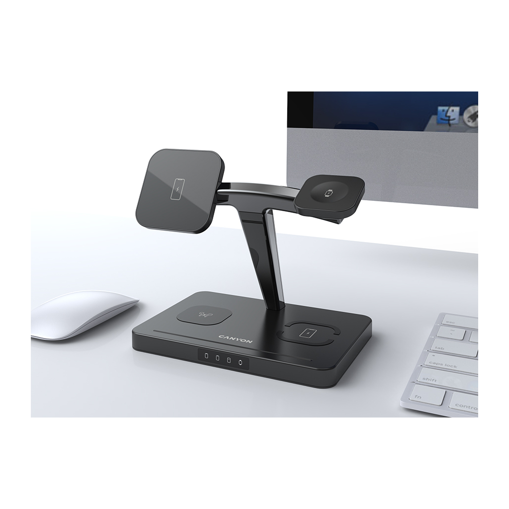 Зарядний пристрій Canyon wireless charger WS-404 15W 4in1 Black (CNS-WCS404) - фото 4 Зарядний пристрій Canyon wireless charger WS-404 15W 4in1 Black (CNS-WCS404) - фото 4