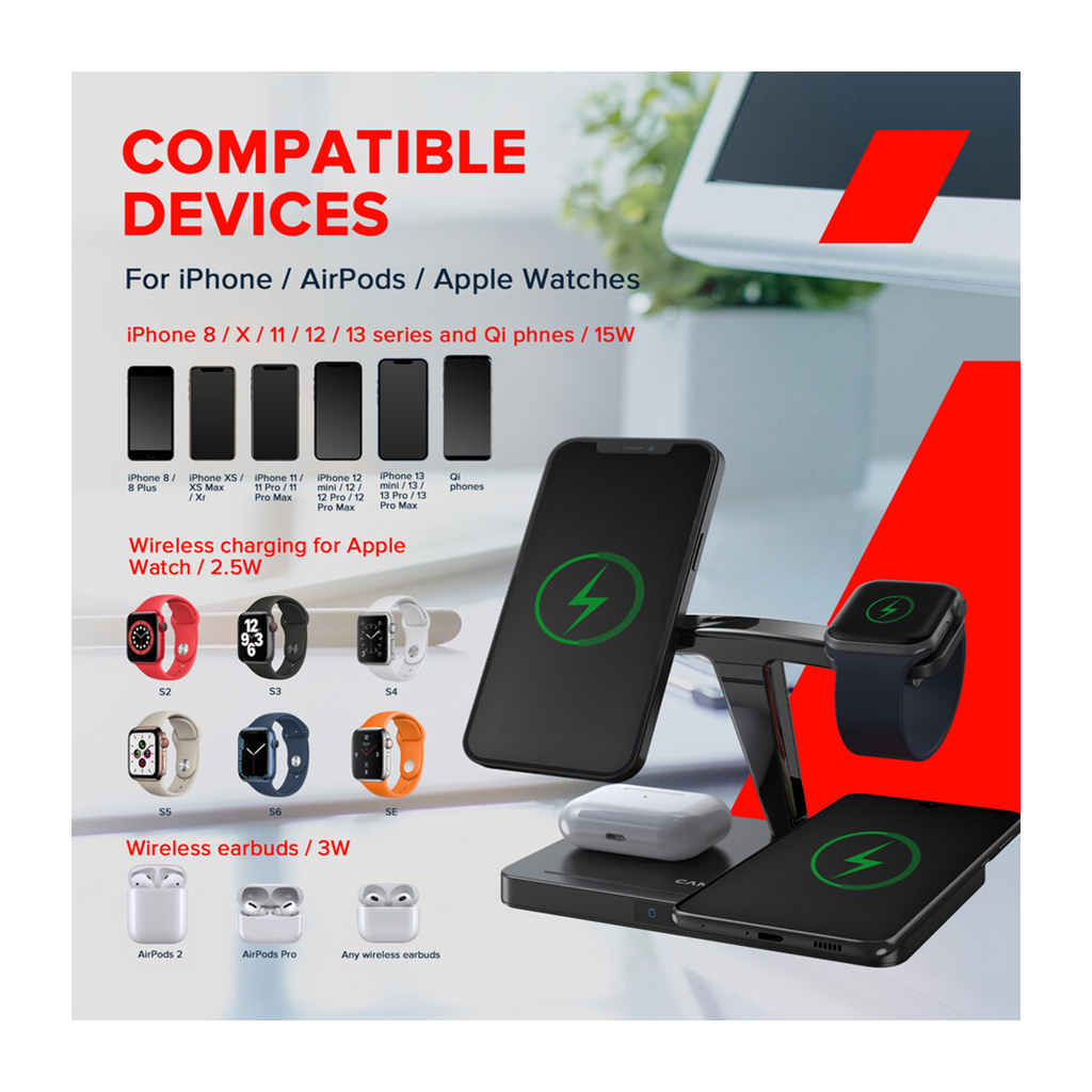 Зарядний пристрій Canyon wireless charger WS-404 15W 4in1 Black (CNS-WCS404) - фото 5 Зарядний пристрій Canyon wireless charger WS-404 15W 4in1 Black (CNS-WCS404) - фото 5