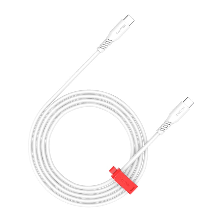 Дата кабель USB-C to USB-C 2.0m CC60SC 60W White Canyon (CNS-CC60SC20W) - фото 1