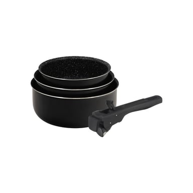 Ківш Bergner Click & cook black, набір зі знімною ручкою 16/18/20 см, 4 предмети (BG-31602-BK) - фото 1