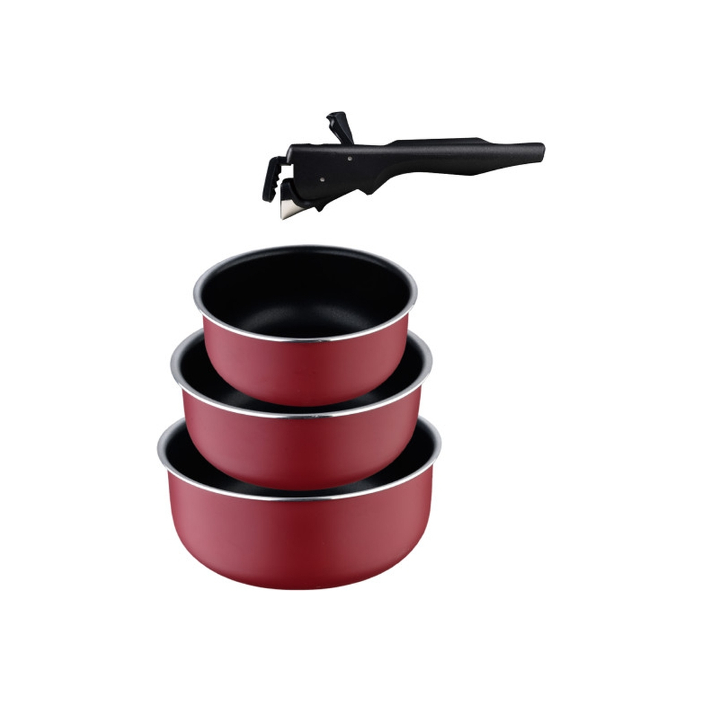 Ківш Bergner Click & cook, набір зі знімною ручкою 16/18/20 см, 4 предмети (BG-31608-RD) - фото 1