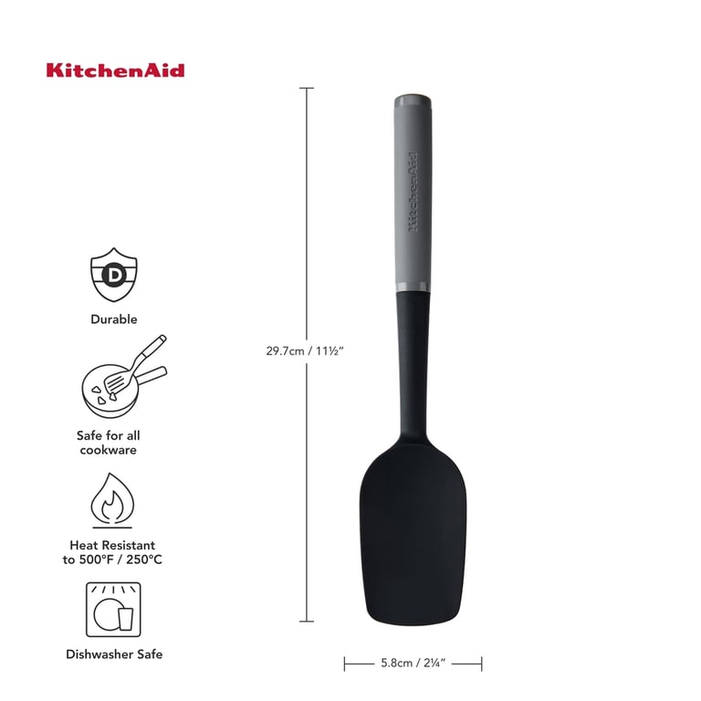 Лопатка кухонна KitchenAid Coreline силіконова, 34 см, сірий (KAS030OHCGG) - фото 7