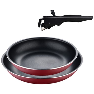 Набір сковорідок Bergner Click & cook, зі знімною ручкою, 22/26 см, червоний (BG-31605-RD) - фото 1