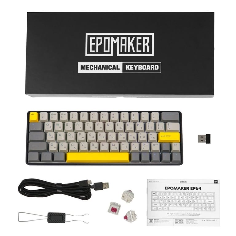 Клавіатура Epomaker EP64 60 Mulan Switch Hot-Swap RGB Wireless/Bluetooth/USB UA Black (EP64-B-M) - фото 4