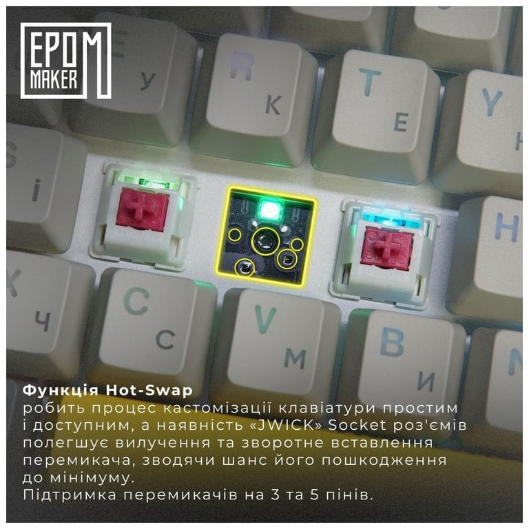 Клавіатура Epomaker EP64 60 Mulan Switch Hot-Swap RGB Wireless/Bluetooth/USB UA Black (EP64-B-M) - фото 10