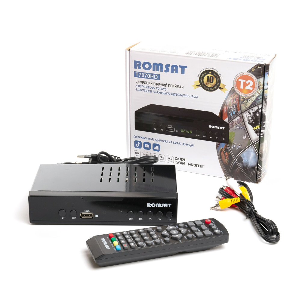 ТВ тюнер Romsat DVB-T2, метал (T7070HD) - фото 9 ТВ тюнер Romsat DVB-T2, метал (T7070HD) - фото 9