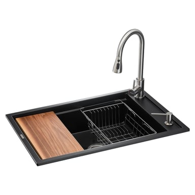 Мийка кухонна GRANADO Basic Artes black shine (+ змішувач Campo LUX inox + дозатор Redondo inox + коши (ksg1101) - фото 1