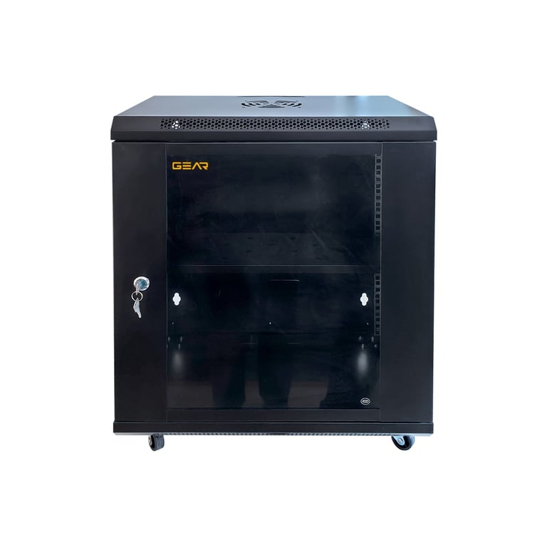 Шафа настінна GEAR 12U 19'' 600x600x600 мм, + полка 19", black (GWMSN-12U-600-600) - фото 1