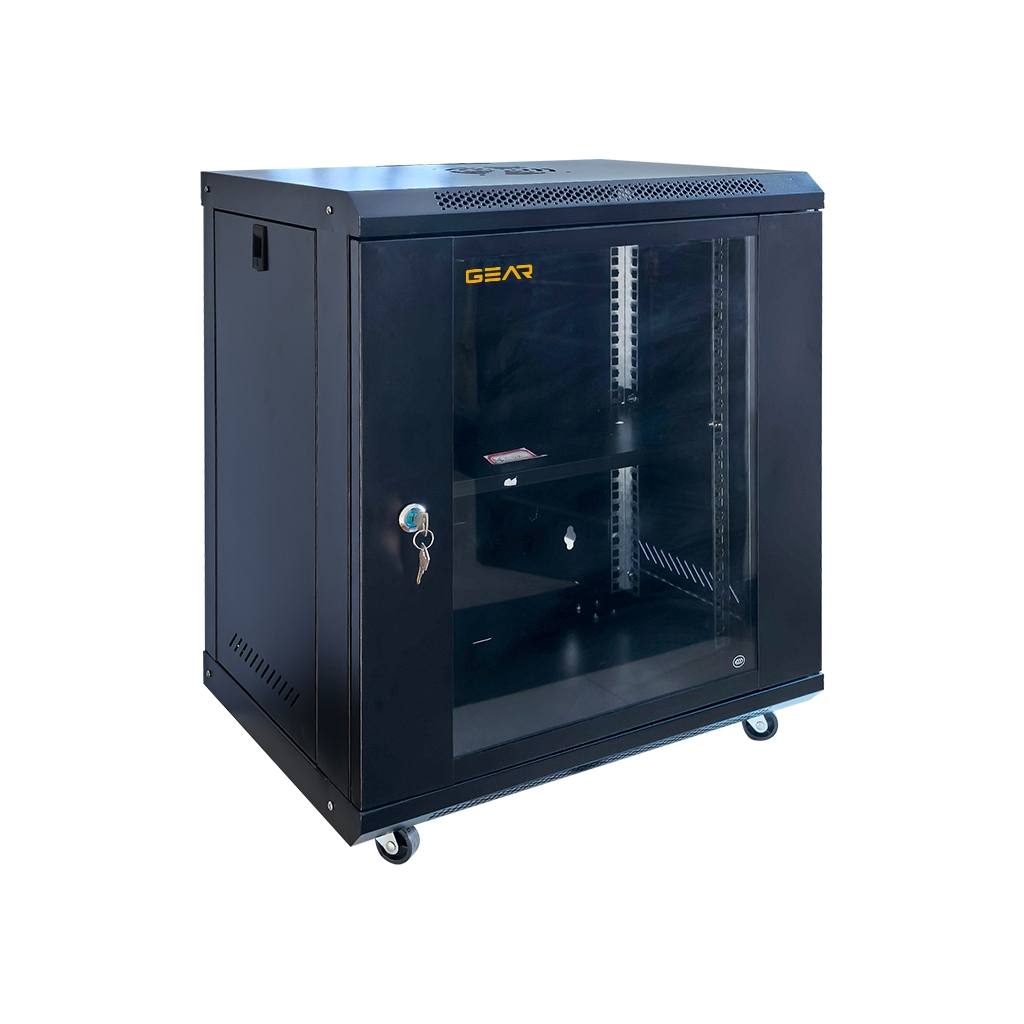 Шафа настінна GEAR 12U 19'' 600x600x600 мм, + полка 19", black (GWMSN-12U-600-600) - фото 2 Шафа настінна GEAR 12U 19'' 600x600x600 мм, + полка 19", black (GWMSN-12U-600-600) - фото 2