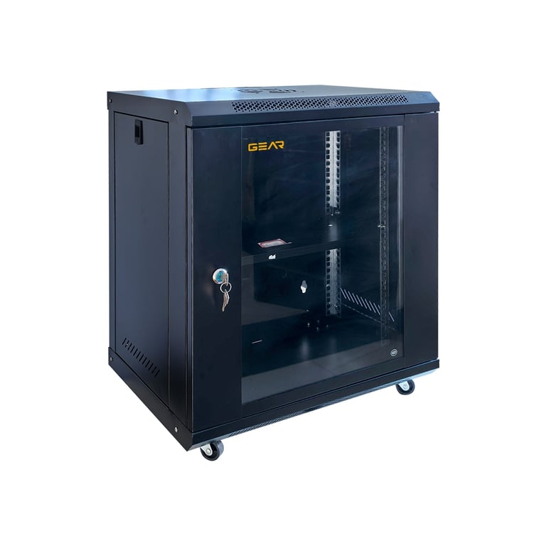 Шафа настінна GEAR 12U 19'' 600x600x600 мм, + полка 19", black (GWMSN-12U-600-600) - фото 2