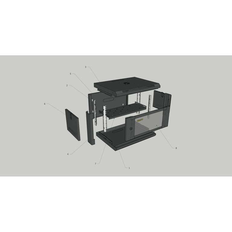 Шафа настінна GEAR 12U 19'' 600x600x600 мм, + полка 19", black (GWMSN-12U-600-600) - фото 5
