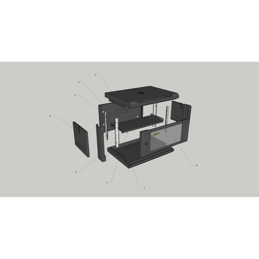 Шафа настінна GEAR 6U 19'' 600x600x300 мм, + полка 19", black (GWMSN-6U-600-600) - фото 5 Шафа настінна GEAR 6U 19'' 600x600x300 мм, + полка 19", black (GWMSN-6U-600-600) - фото 5