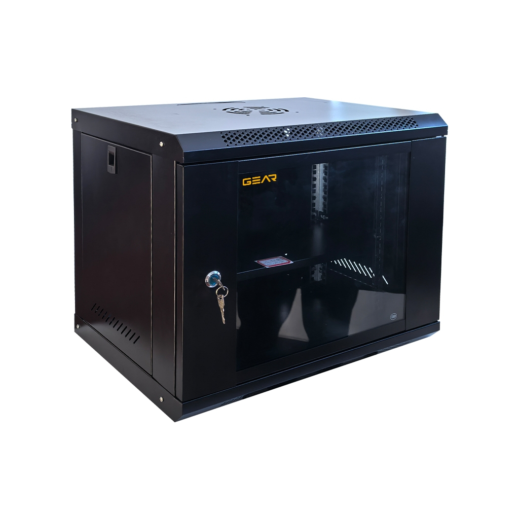 Шафа настінна GEAR 9U 19'' 600x600x450 мм, + полка 19", black (GWMSN-9U-600-600) - фото 2 Шафа настінна GEAR 9U 19'' 600x600x450 мм, + полка 19", black (GWMSN-9U-600-600) - фото 2
