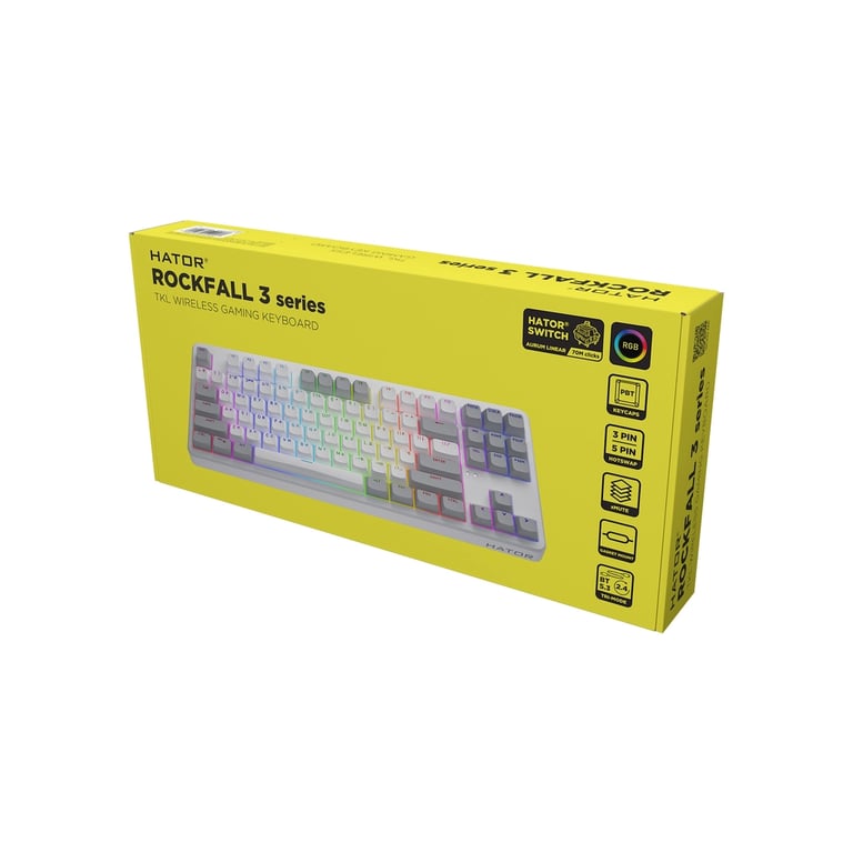 Клавіатура Hator Rockfall 3 Mecha TKL QMK/VIA Orange Wireless White (HTK851UA) - фото 7