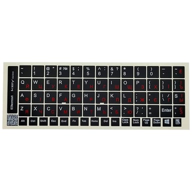 Наклейка на клавіатуру BestKey непрозора чорна, 68, червоний (BK13RED/025) - фото 1