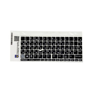 Наклейка на клавіатуру BestKey непрозора чорна, 76, білий (BKU13WHI/015) - фото 1