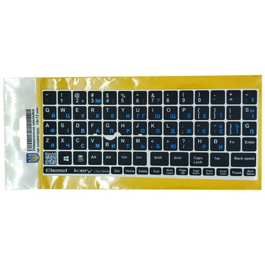 Наклейка на клавіатуру BestKey непрозора чорна, 76, синій (BKU13BLU/013) - фото 1