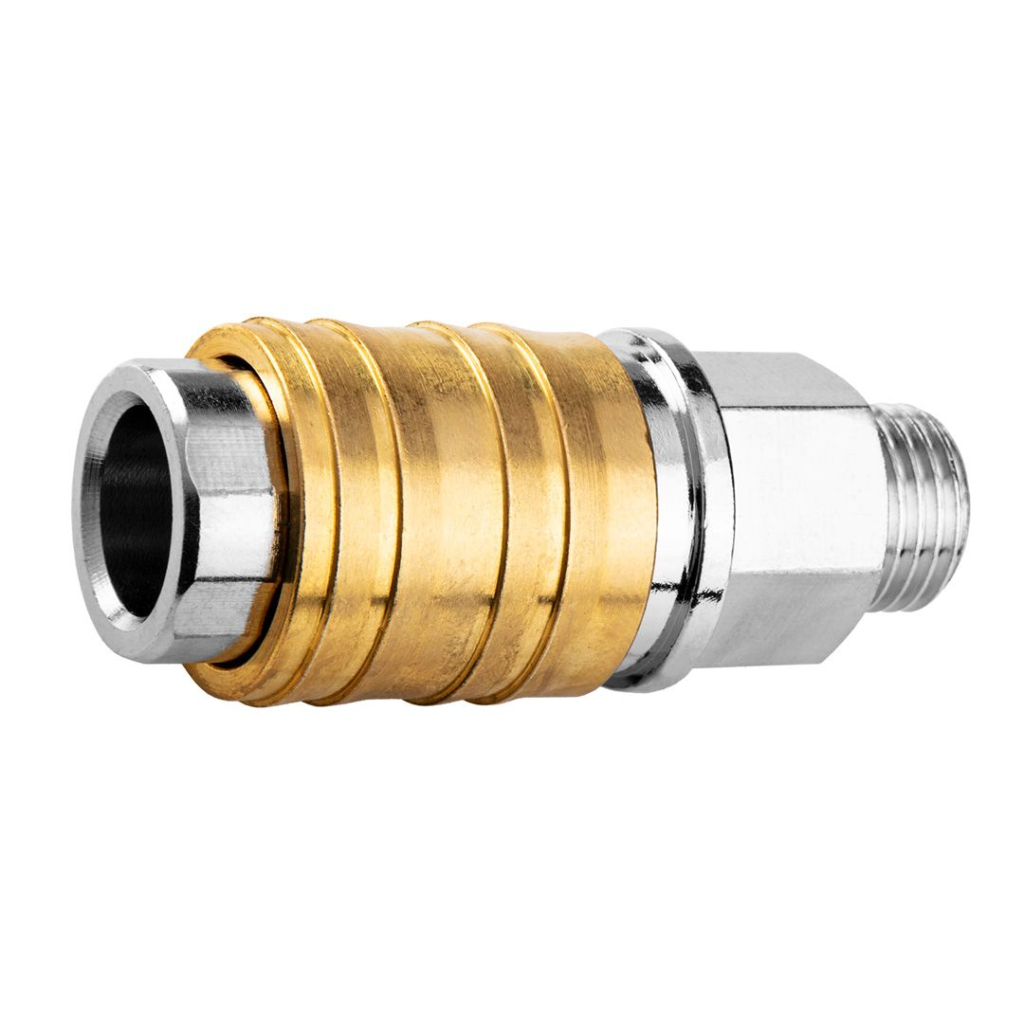 Конектор для шланга Neo Tools муфта швидкознімна пневматична, 1/4", 16бар, нержавіюча сталь, латунь (12-635) - фото 1
