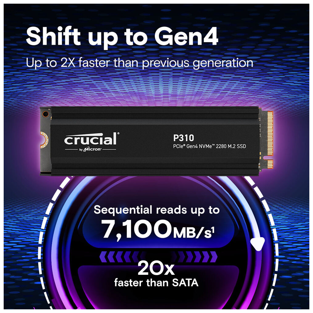 Накопичувач SSD M.2 2280 2TB P310 with heatsink Micron (CT2000P310SSD5) - фото 3 Накопичувач SSD M.2 2280 2TB P310 with heatsink Micron (CT2000P310SSD5) - фото 3