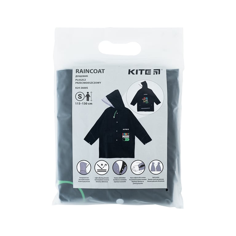 Дощовик дитячий Kite Crazy mode S 115-130 см Чорний (K24-2600S) - фото 4