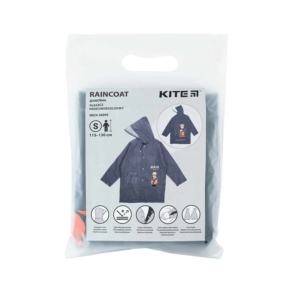 Дощовик дитячий Kite Naruto S 115 - 130 см Сірий (NR24-2600S) - фото 4 Дощовик дитячий Kite Naruto S 115 - 130 см Сірий (NR24-2600S) - фото 4