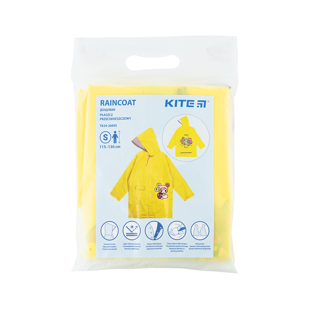 Дощовик дитячий Kite Тokidoki S 115-130 см Жовтий (TK24-2600S) - фото 4 Дощовик дитячий Kite Тokidoki S 115-130 см Жовтий (TK24-2600S) - фото 4