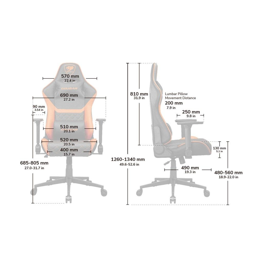 Крісло ігрове Cougar Armor One V2 Gold F - фото 9 Крісло ігрове Cougar Armor One V2 Gold F - фото 9