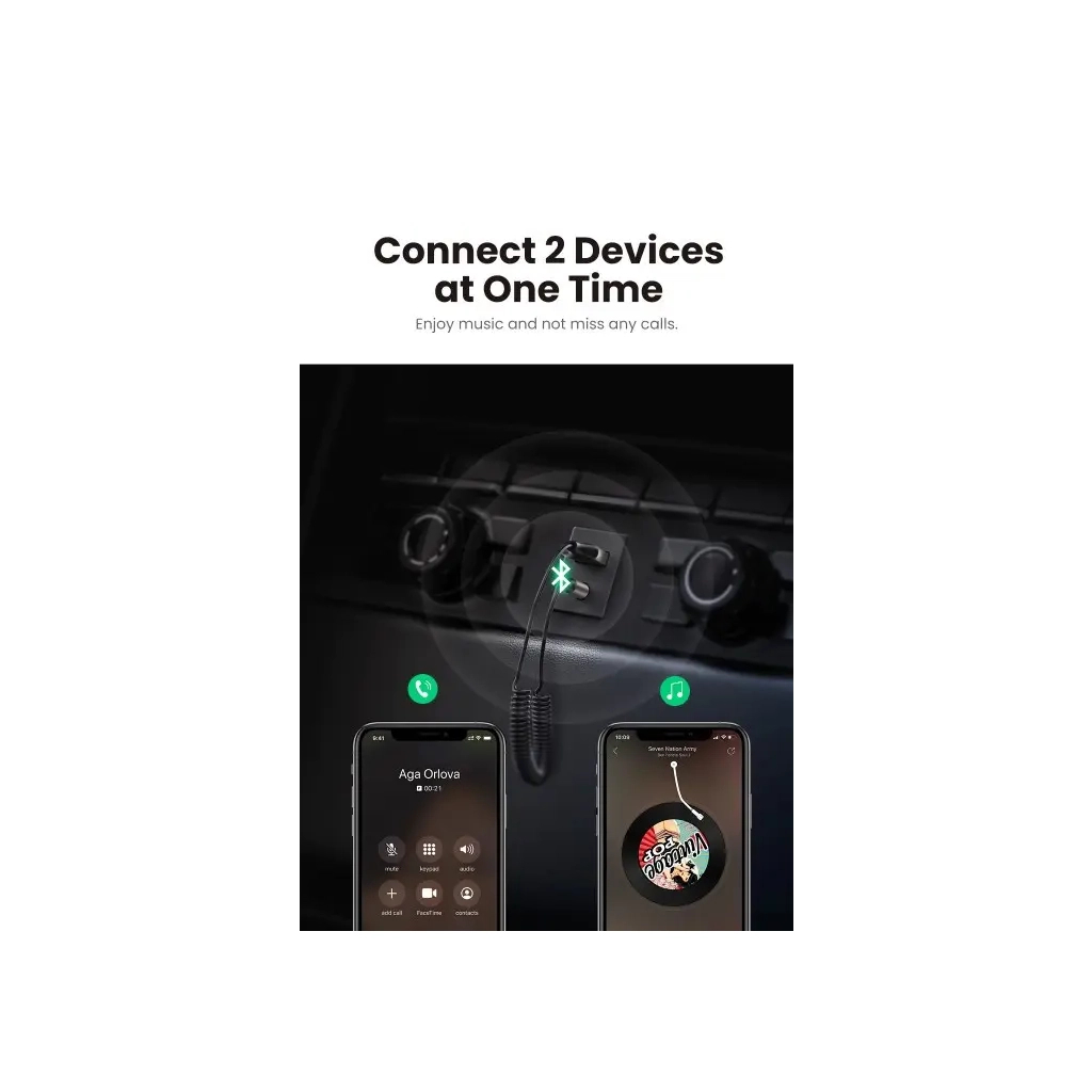 FM модулятор Ugreen Bluetooth 5.0 Aux with mic CM309 UGREEN Black (70601) - фото 8 FM модулятор Ugreen Bluetooth 5.0 Aux with mic CM309 UGREEN Black (70601) - фото 8