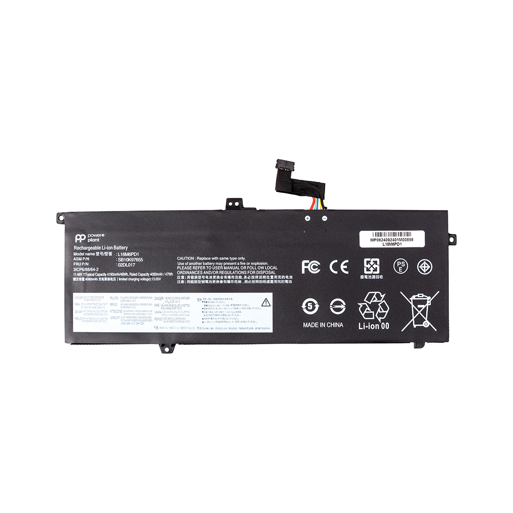 Акумулятор до ноутбука LENOVO ThinkPad X13 X390 (L18M6PD1) 11.46V 4190mAh PowerPlant (NB482658) - фото 1